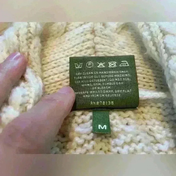 Shannon Woolen Mills Chunky Cable Knit Open Cardigan Sweater Womens Size M Ivory - Picture 11 of 14